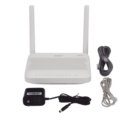 ONU GPON WiFi 6, (2.4/5 GHz), 2 Antenas de 5 dBi, Compatible con OLT de Terceros, 4 puertos Gigabit + 1 POTS + 2 USB, conector SC/UPC