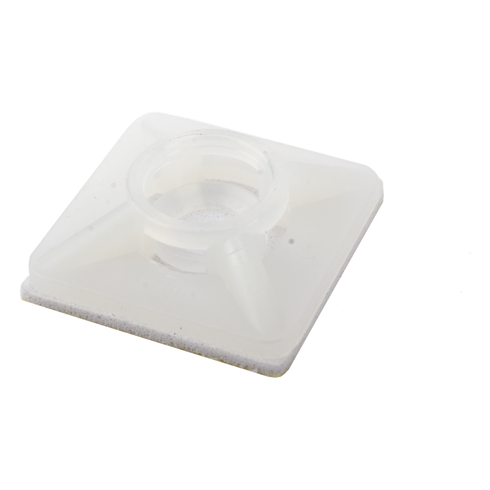 Base Autoadherible para Cinchos Práctica y Eficiente para la Organización y Fijación de Cables, Fabricada en Nylon Resistente y de Color Natural con