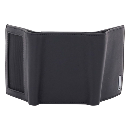 Cartera Athens Negra de Piel con Compartimento de Micromalla para ID. Doblable en 3 Partes con Divisor de Billetes. Pocket Wallet