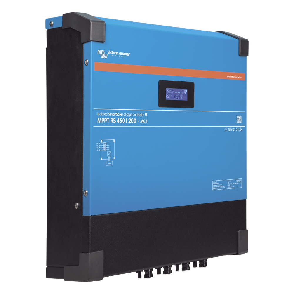 SmartSolar MPPT RS 450/100-MC4. Controlador Solar MPPT 100A, Voltaje: 48 Vcc. Para uso con Inv. Cargadores Victron