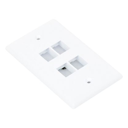 Placa de Pared Vertical, Salida Para 4 Puertos Keystone, Color Blanco
