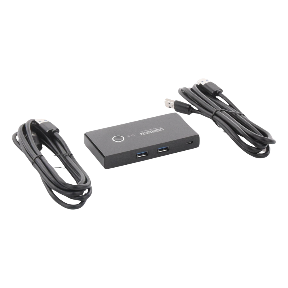 Conmutador USB para Compartir 4 Puertos USB 3.0 a 2 PC Ìs | Cambio Mediante Botón | Incluye Dos Cables USB de 1.5 m | ABS | Permite que 2 Usuarios