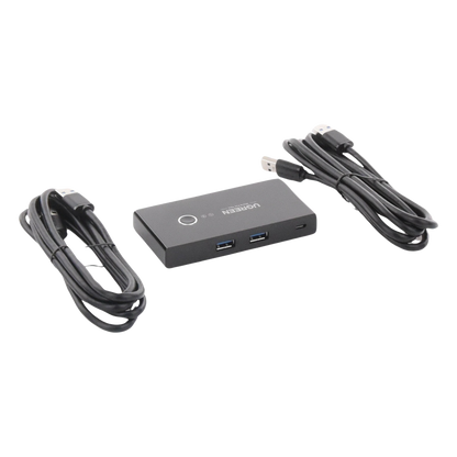 Conmutador USB para Compartir 4 Puertos USB 3.0 a 2 PC Ìs | Cambio Mediante Botón | Incluye Dos Cables USB de 1.5 m | ABS | Permite que 2 Usuarios