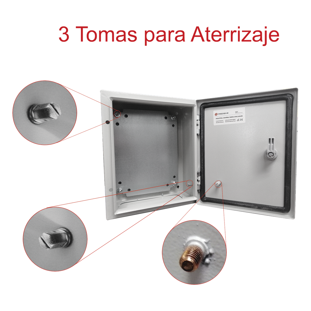 Gabinete de Acero IP66 Uso en Intemperie (400 x 400 x 200 mm) con Placa Trasera Interior de Metal y Compuerta Inferior Atornillable (Incluye Chapa y