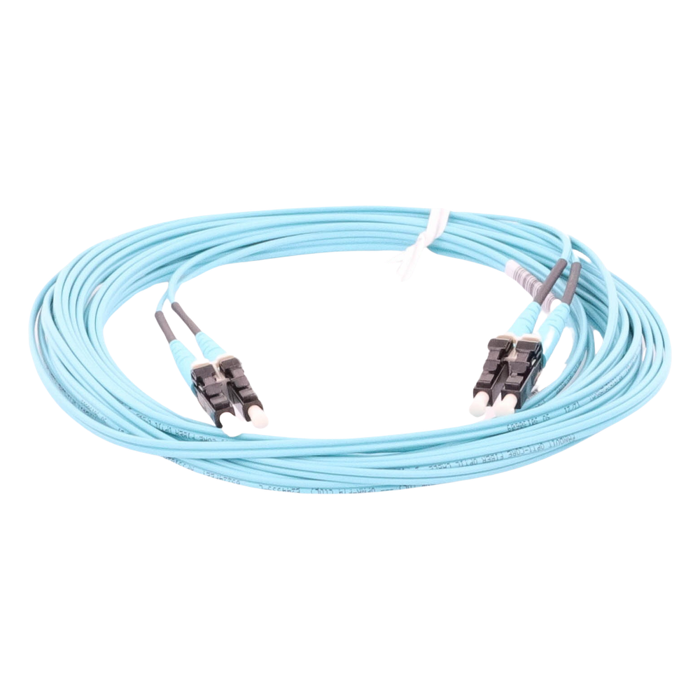 Jumper de Fibra Optica Multimodo 50/125 OM3, LC-LC Duplex, OFNR (Riser), Color Aqua, 5 Metros (16.40 Pies)