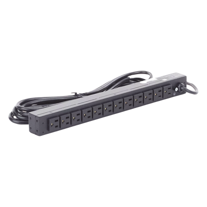 PDU Básico Para Distribución de Energía, Con 12 Tomas NEMA 5-15R Traseras, 1UR, 15 Amp, 120 Vca