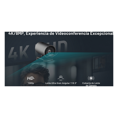 Sistema Videoconferencia 4K Todo en Uno / Cámara 8MP + Altavoz 3W / Micrófono 8 Filas / USB Type-C BYOD / Transmisión Inalámbrica 4K / Salas hasta 32