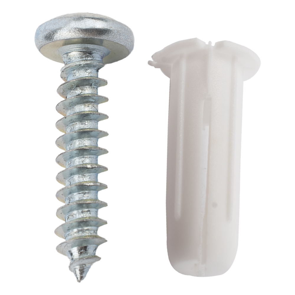Paquete de 20 taquetes blancos 3/4" y 20 tornillos 8mm x 3/4" (1101-05002)