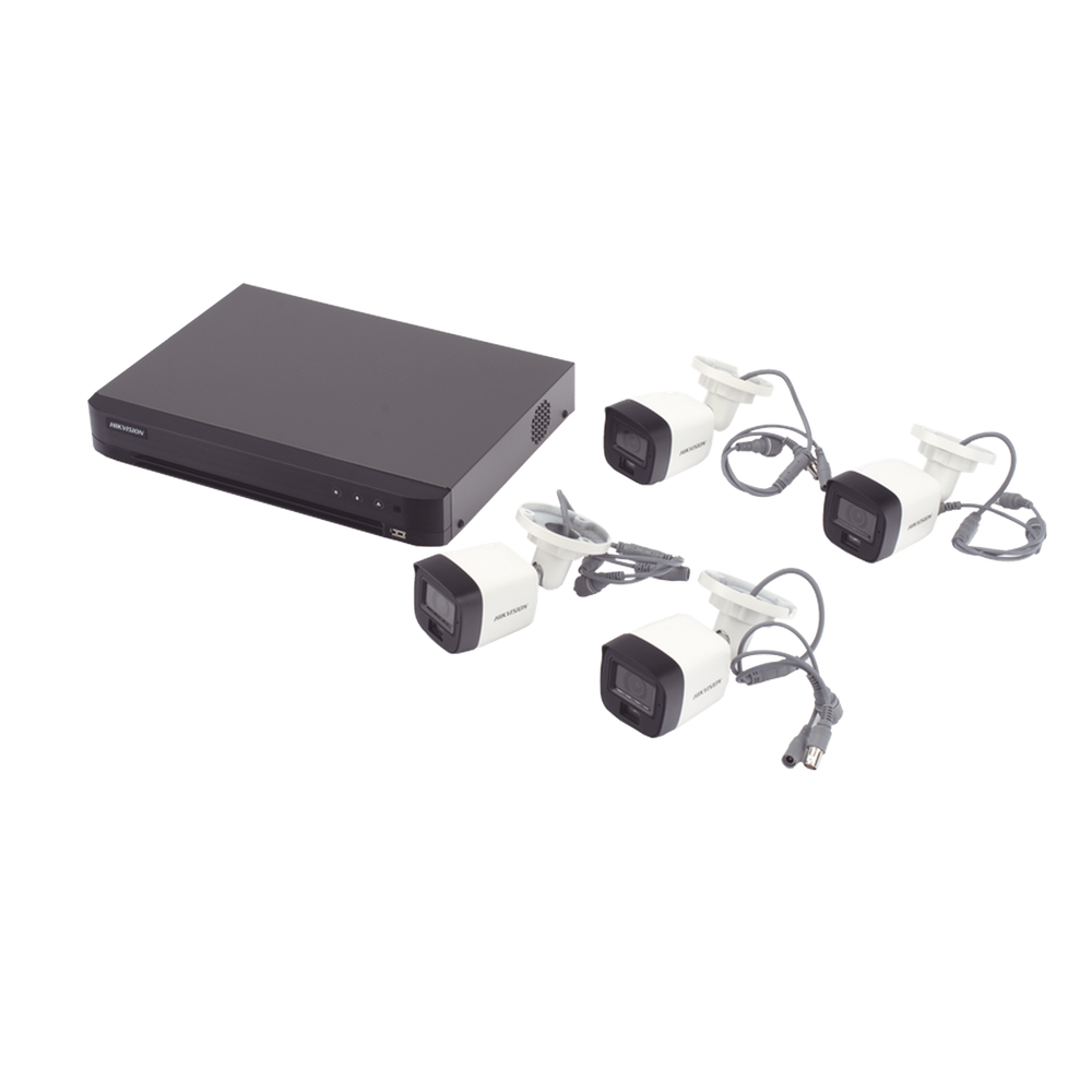 [Dual Light] Kit TurboHD 3K (5 Megapixel) / DVR 4 Canales / 4 Cámaras Bala para Exterior y Metal / Micrófono Integrado / Accesorios de Interconexión