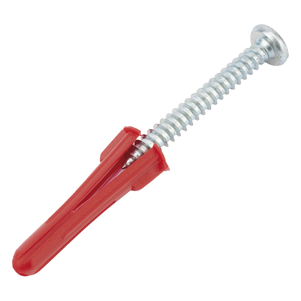 Taquete de 1/4 plástico paquete de 100 piezas para fijar objetos con tornillo en muros y techos de concreto o superficies sólidas, compatible con