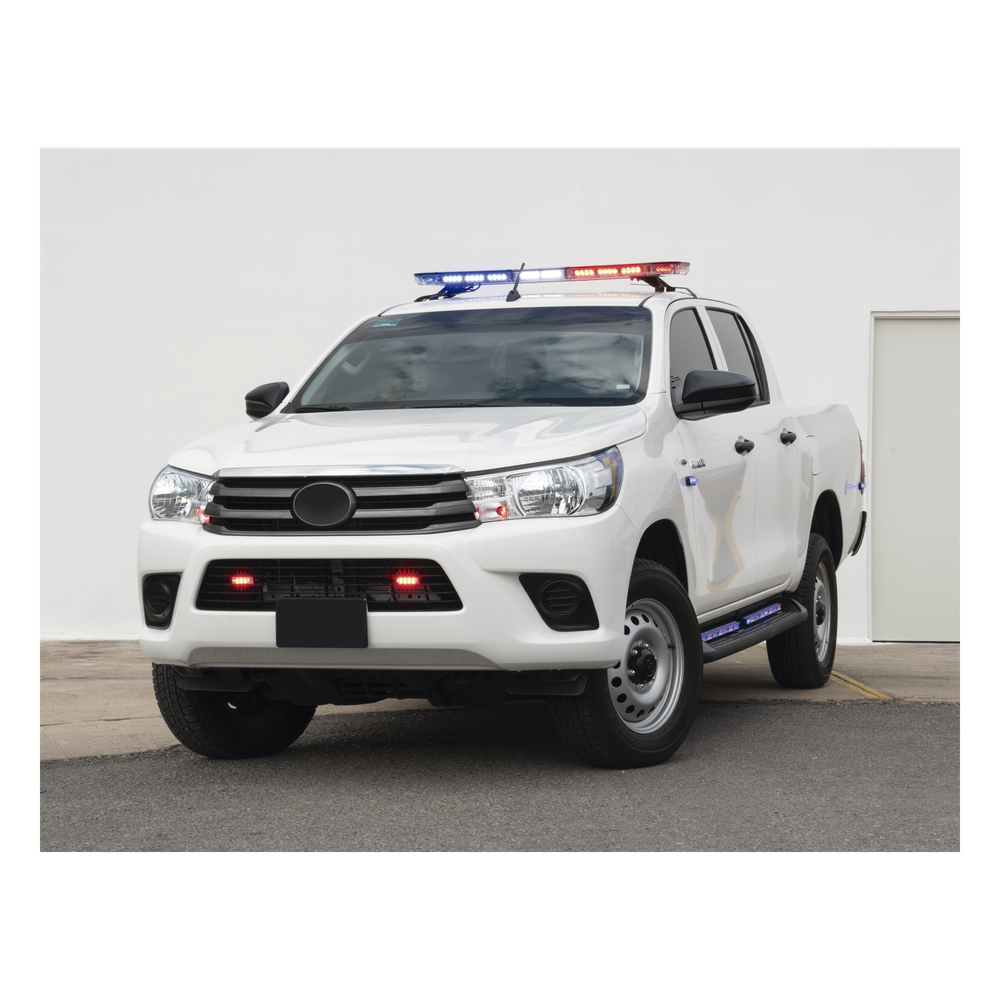 Barra de luces de 47" rojo/azul, 88 LED, con control de tráfico en color ámbar, ideal para equipar unidades de seguridad publica