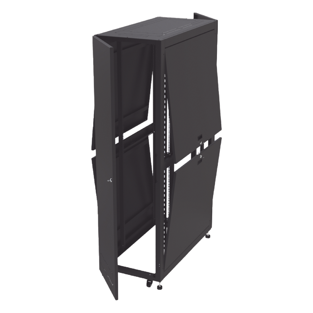 Gabinete Profesional para Telecomunicaciones de 45UR, 1200 mm Profundidad, Incluye 2 Organizadores Verticales de 45 Unidades de Rack, Se envía el