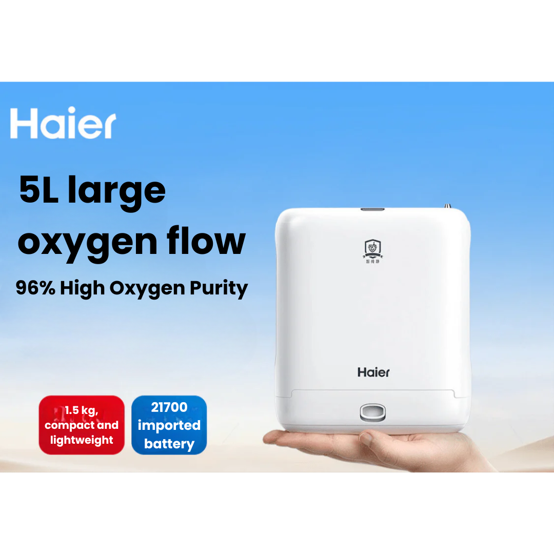 Concentrador de oxígeno portátil Haier 5L, 4.5 horas, inhalador de oxígeno, máquina de oxígeno de 220V