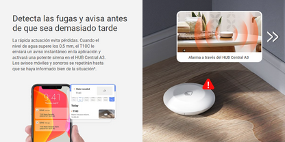 Sensor _Inteligente para Detectar Fuga de Agua Inalámbrico / Requiere el Hub CS-A3 / Se Vincula Mediante Zigbee