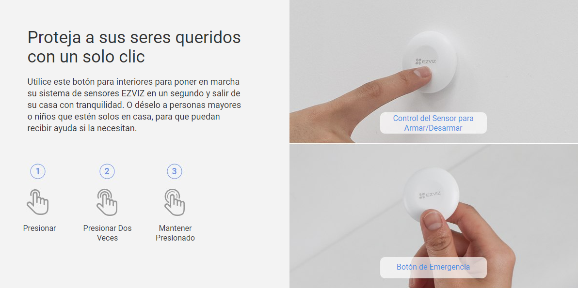 Botón de Emergencia Inalambrico / Compatible con Kit de Alarmas EZVIZ / Protocolo Zigbee