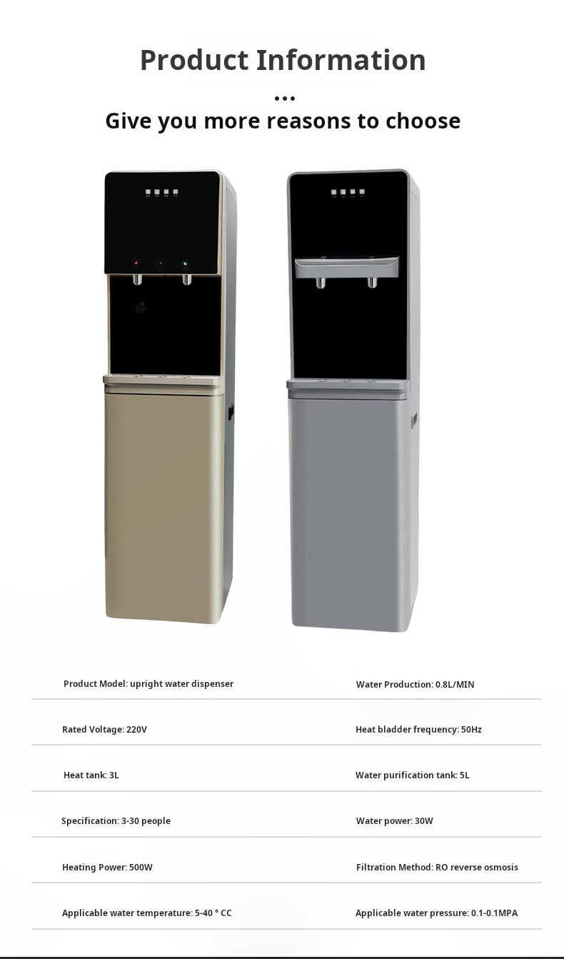 Dispensador de Agua Shishinkang vertical con sistema de purificacion de Osmosis Inversa, agua caliente y fría