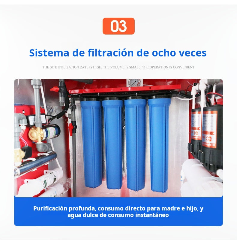 Máquina expendedora de agua con aceptador de monedas, de 400 y 800 Galones diarios.