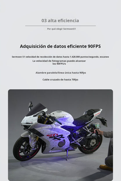 Escaner 3D Creality Sermoon S1 – Precisión 0.02 mm, 1+7+34 láser azul + NIR, 90 FPS