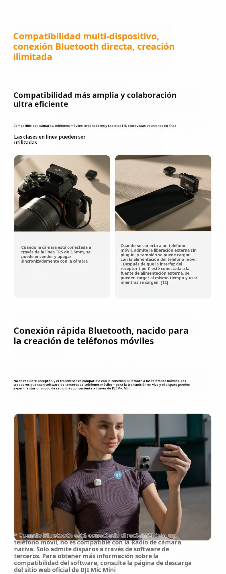 DJI Mic Mini Micrófono de solapa inalámbrico con cancelación de ruido Equipo de radio móvil para entrevistas en vivo