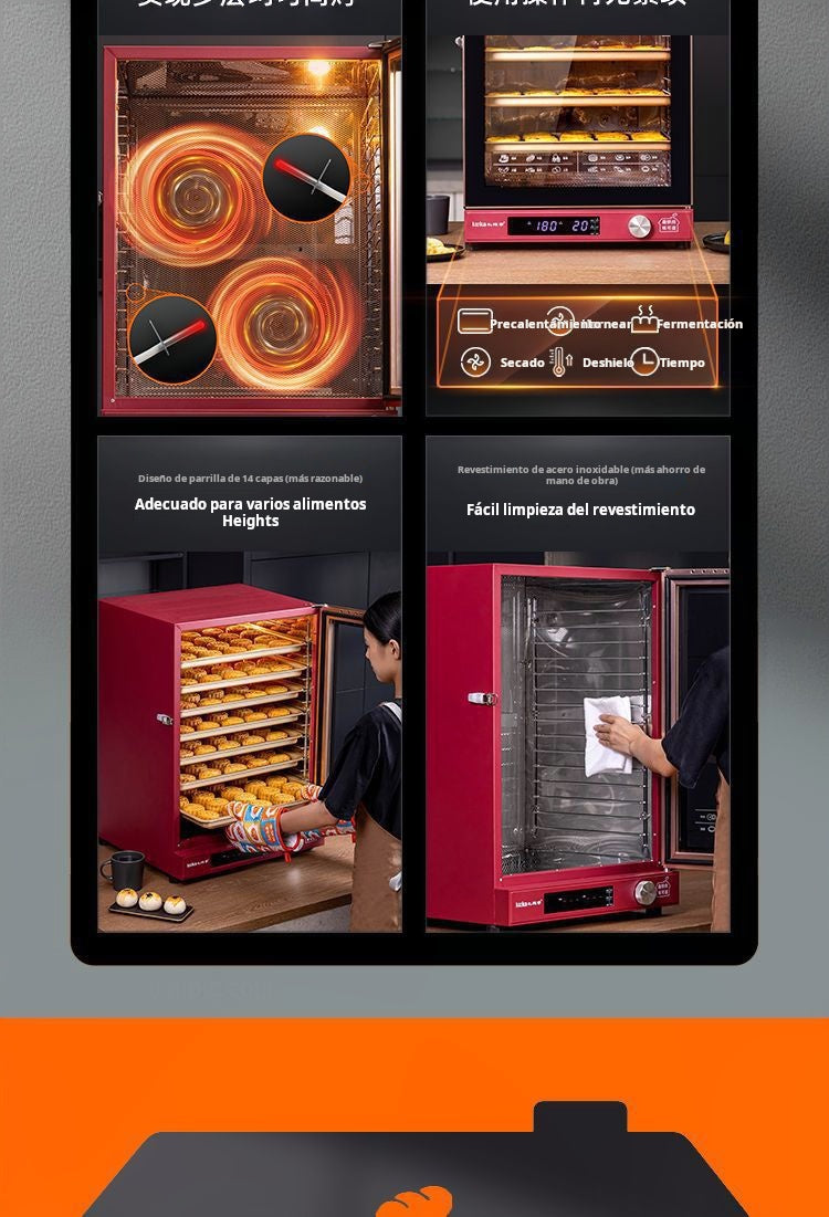 Horno eléctrico de convección 80L a 120L, multi bandeja, doble ventilador para panadería y repostería