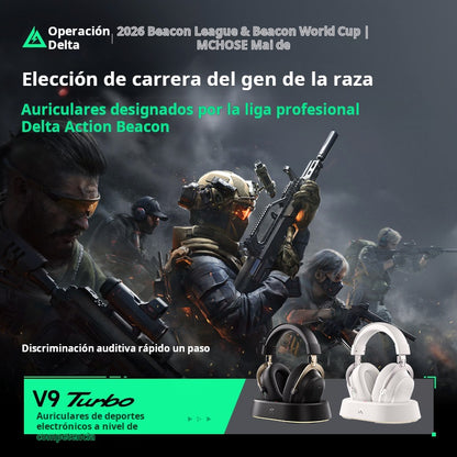MCHOOSE V9 Turbo+ Racing Headset with Wireless Charging Over-Ear Gaming Headband Quad Mode with McHose Delta