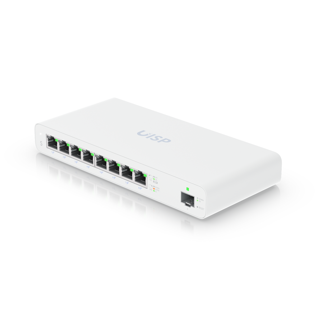 UISP Switch – Switch PoE Pasivo de 110 W (27 V) con 8 Puertos GbE y 1 Puerto SFP