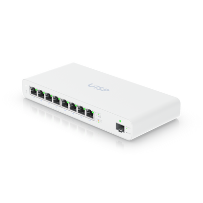 UISP Switch – Switch PoE Pasivo de 110 W (27 V) con 8 Puertos GbE y 1 Puerto SFP