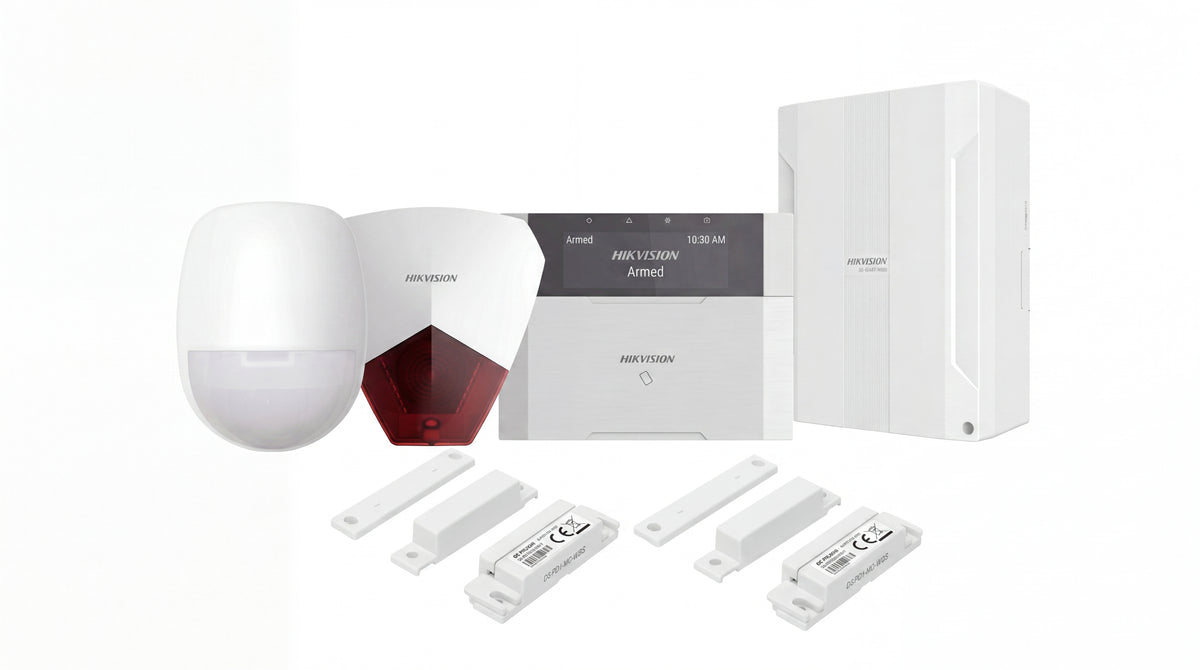 KIT Panel de Alarma HYBRID PRO / 1 Panel Híbrido / 1 Teclado LCD / 1 PIR / 2 Contactos Magnéticos / 1 Sirena Roja