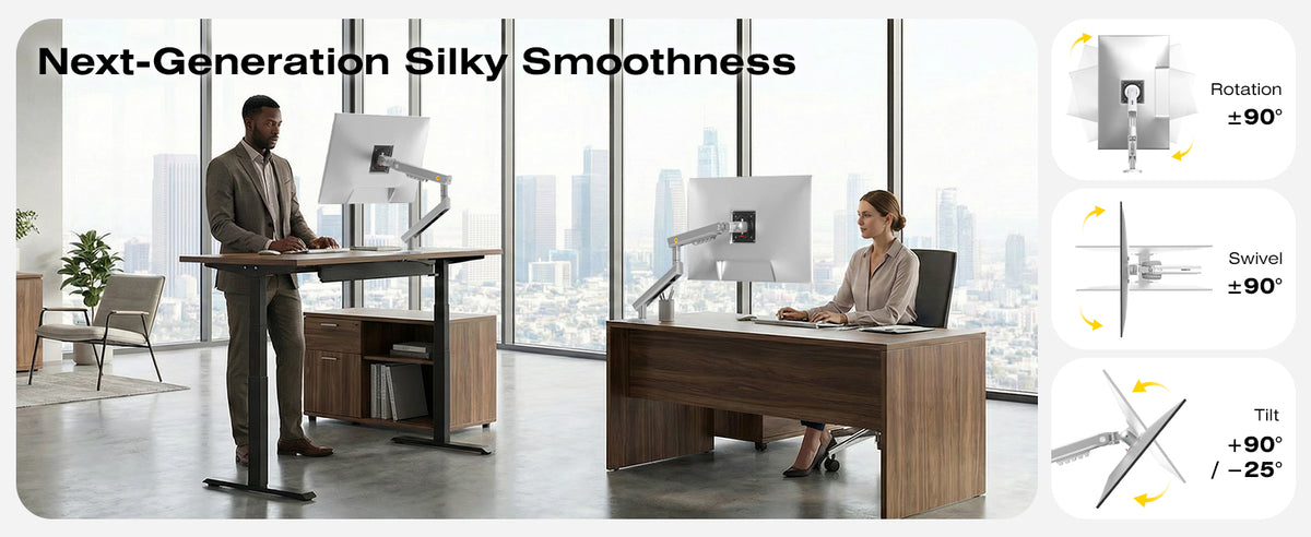 Brazo Ergonómico para Monitor A5-XS / Soporte 17\" a 32\" / VESA 75x75 y 100x100 mm / Carga 2-7 kg (4.4-15.4 lbs) / Ajuste de Tensión / Rotación ±90°