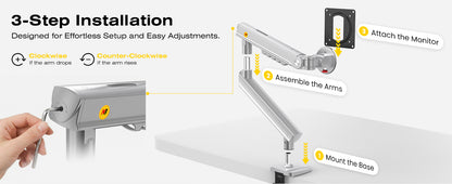 Brazo Ergonómico para Monitor A5-XS / Soporte 17\" a 32\" / VESA 75x75 y 100x100 mm / Carga 2-7 kg (4.4-15.4 lbs) / Ajuste de Tensión / Rotación ±90°