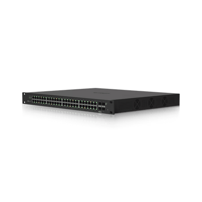 EdgeMAX Switch Administrable 48 Puertos Gigabit, PoE+/Pasivo 24V, 2 SFP, 2 SFP+ 10G, 500W