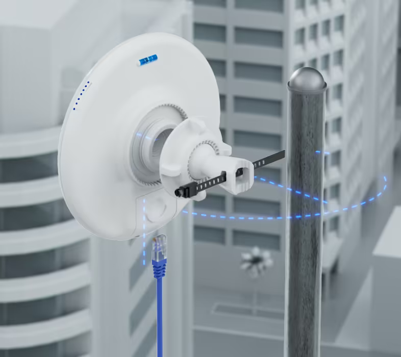UniFi Device Bridge Pro — Radio PTP/PTMP 5 GHz, Alcance 5+ km, 867 Mbps, MU-MIMO 2x2, Antena Direccional 19 dBi, Incluye Inyector PoE