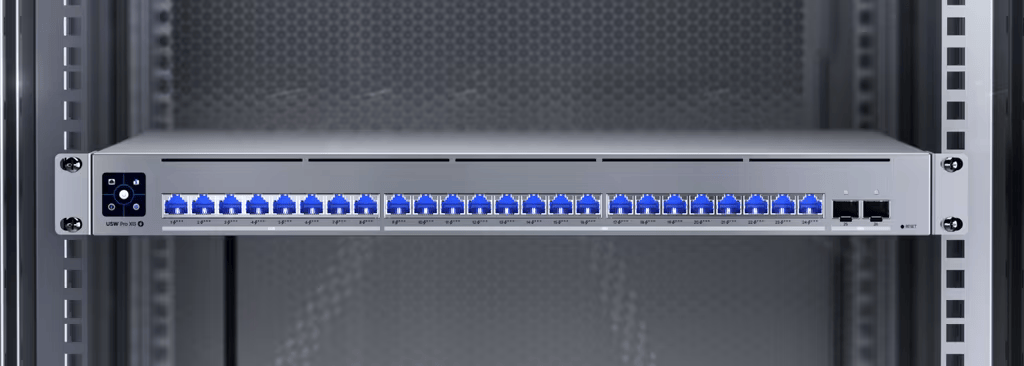 UniFi Switch USW-Pro-XG-24 / Capa 3 / 24 puertos (16 × 10 GbE, 8 × 2,5 GbE) + 2 puertos SFP28 25 G