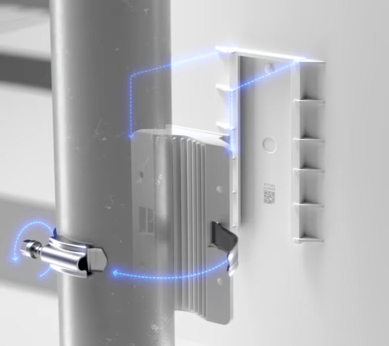 Gabinete de Exterior para Switch Ubiquiti USW-Flex con Montaje en Poste e Inyector PoE 60W